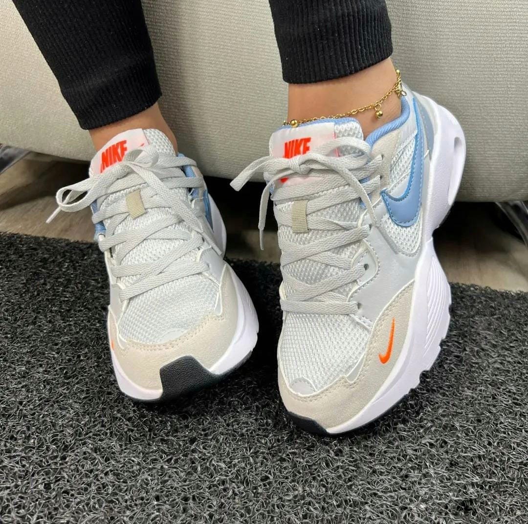 Tenis Nike  Valvula Mt Gris Azul Naranja